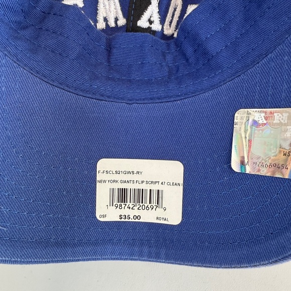 '47 Clean Up New York Giants Upside-Down Unstructured Strap Back Cap Hat Blue - Picture 6 of 6